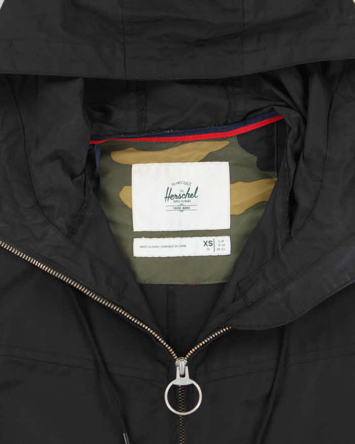 Vintage Herschel Black Lightweight Zip Up Hooded Jacket - XS