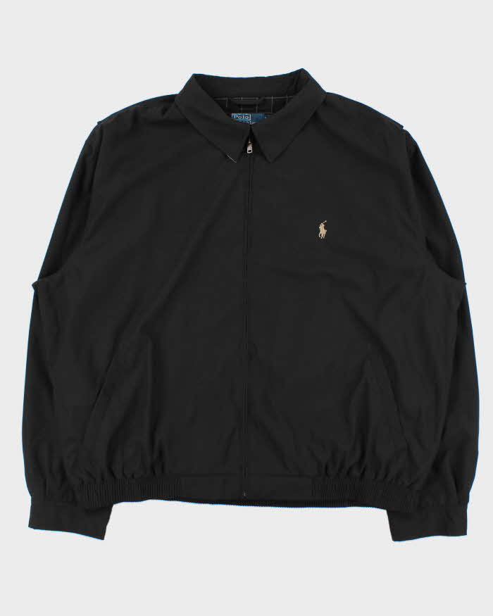 Vintage 00s Black Polo Ralph Lauren Soft Shell Harrington Jacket - XXL