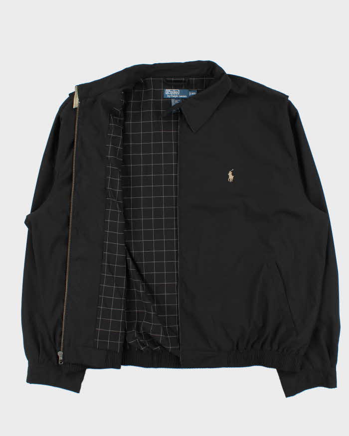 Vintage 00s Black Polo Ralph Lauren Soft Shell Harrington Jacket - XXL