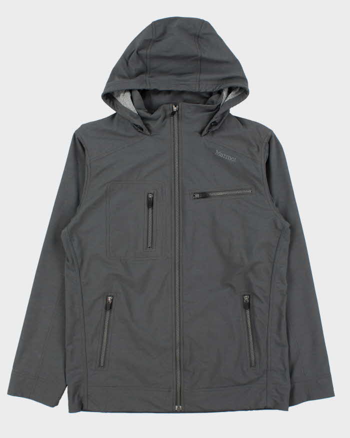 Vintage Grey Marmot Hooded Soft Shell Technical Jacket - L