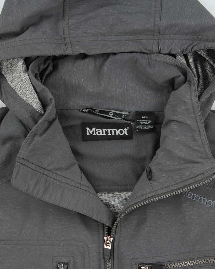 Vintage Grey Marmot Hooded Soft Shell Technical Jacket - L