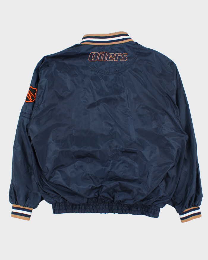 Vintage 1990s Navy Pro Player NHL Oilers Half-Zip Pullover Windbreaker Jacket - M