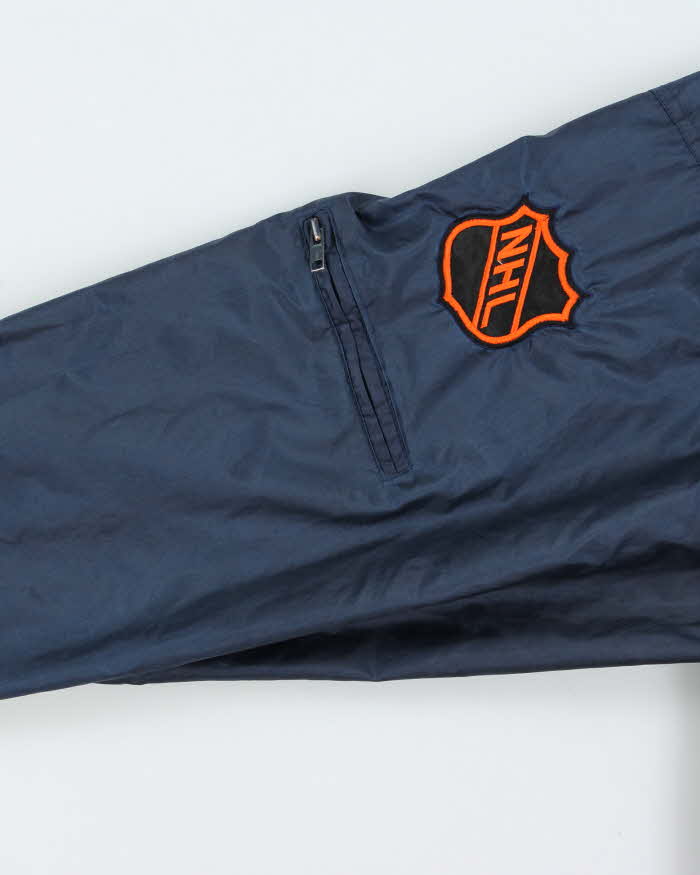 Vintage 1990s Navy Pro Player NHL Oilers Half-Zip Pullover Windbreaker Jacket - M