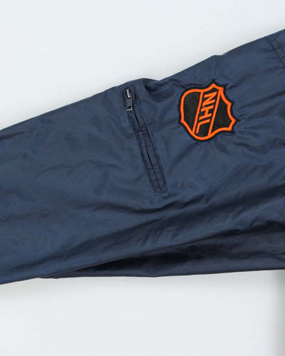 Vintage 1990s Navy Pro Player NHL Oilers Half-Zip Pullover Windbreaker Jacket - M