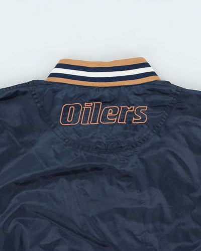 Vintage 1990s Navy Pro Player NHL Oilers Half-Zip Pullover Windbreaker Jacket - M