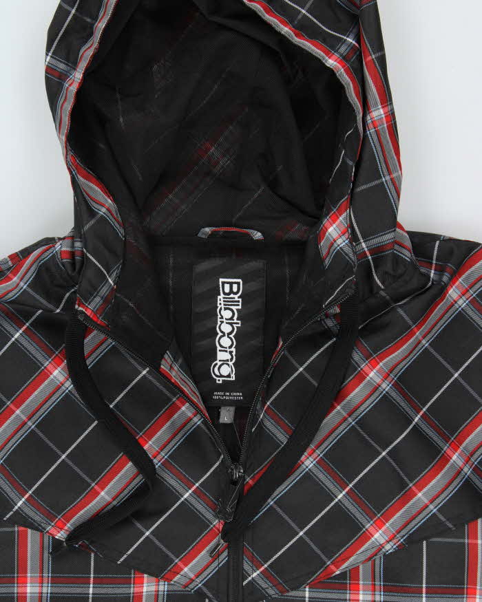 Vintage Y2K 00s Billabong Plaid Hooded Zip Up Jacket - L