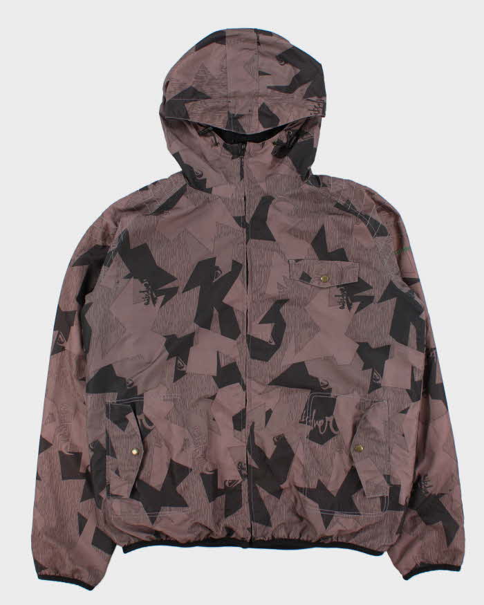 Vintage Y2K 00s Quiksilver Graphic Hooded Zip-Up Shell Jacket - L