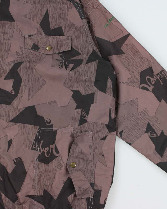 Vintage Y2K 00s Quiksilver Graphic Hooded Zip-Up Shell Jacket - L