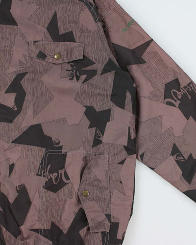 Vintage Y2K 00s Quiksilver Graphic Hooded Zip-Up Shell Jacket - L