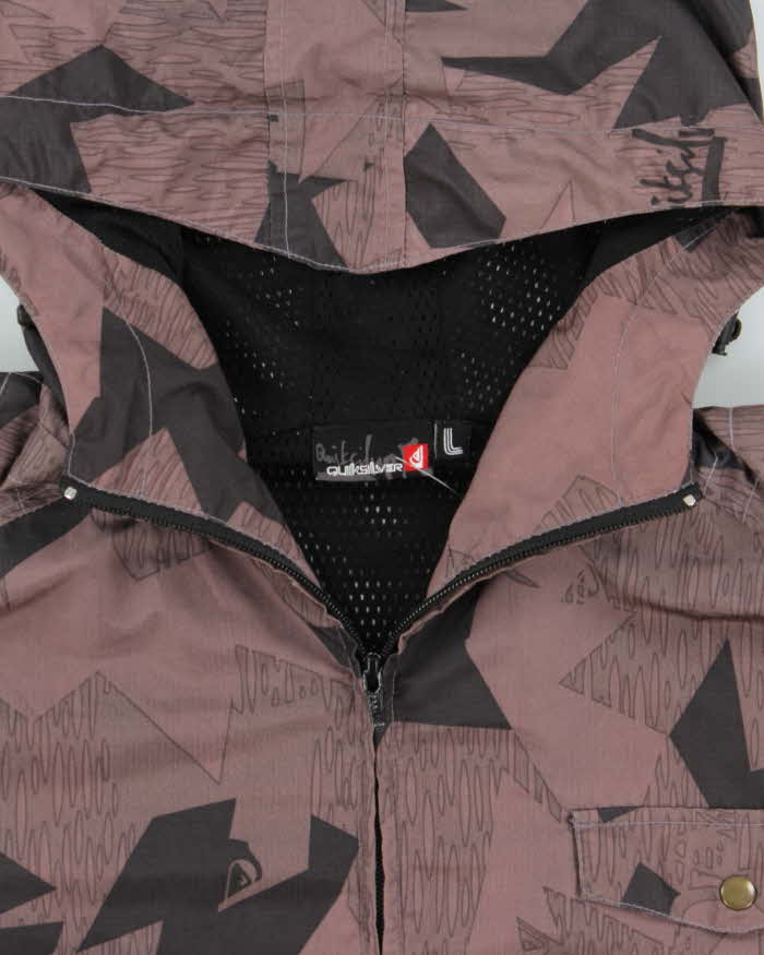 Vintage Y2K 00s Quiksilver Graphic Hooded Zip-Up Shell Jacket - L