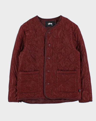 Stussy Burgundy Quilted Oversized Liner Jacket - M