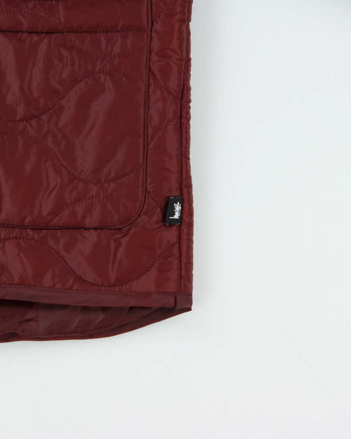 Stussy Burgundy Quilted Oversized Liner Jacket - M