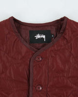 Stussy Burgundy Quilted Oversized Liner Jacket - M
