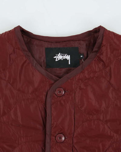 Stussy Burgundy Quilted Oversized Liner Jacket - M