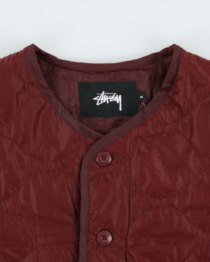 Stussy Burgundy Quilted Oversized Liner Jacket - M