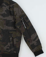 Vintage Calvin Klein Camouflage Diamond Quilted Shimmer Bomber - L
