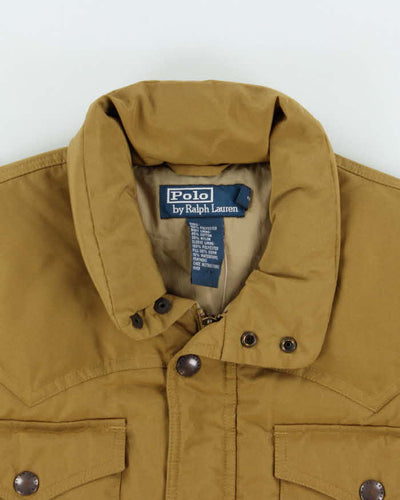 Vintage 00s Polo Ralph Lauren Khaki Western Style Down Filled Puffer Jacket - S