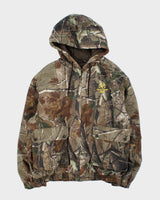 Vintage Real Tree All Purpose Woodland Camo Insulated Hooded Workwear Jacket - XL