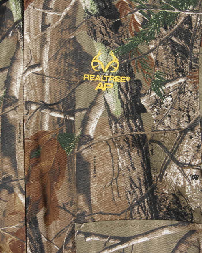 Vintage Real Tree All Purpose Woodland Camo Insulated Hooded Workwear Jacket - XL