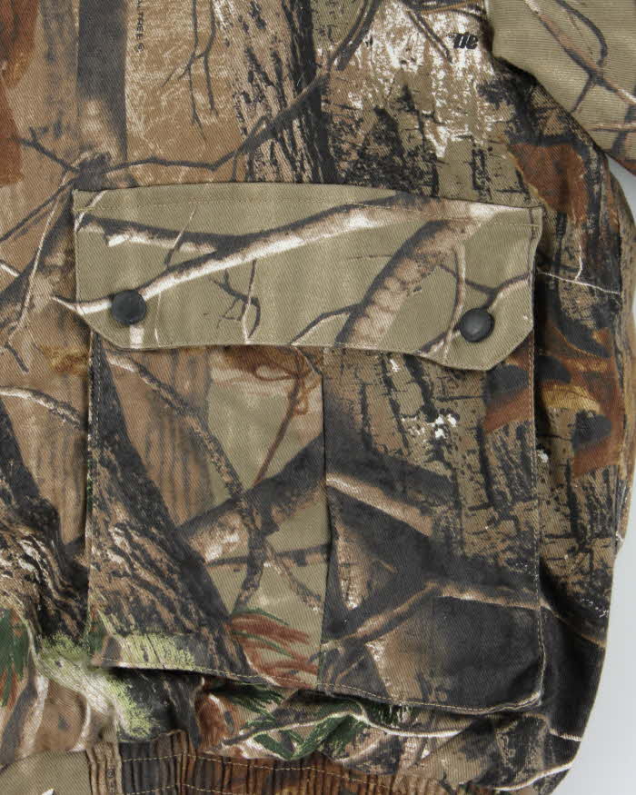 Vintage Real Tree All Purpose Woodland Camo Insulated Hooded Workwear Jacket - XL