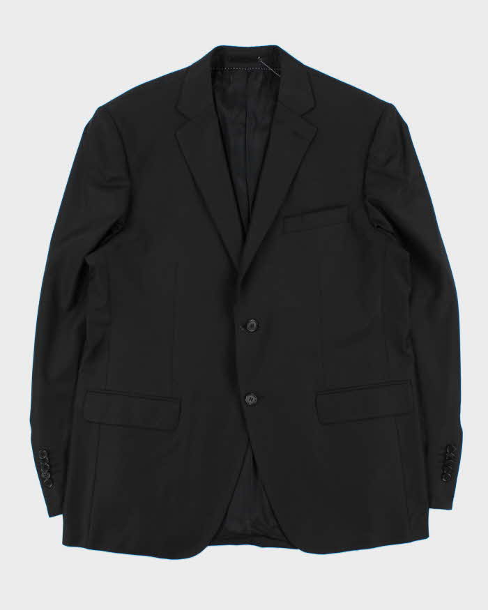 Vintage 00s Kenzo Black Pure Wool Single Breast Blazer - XXL