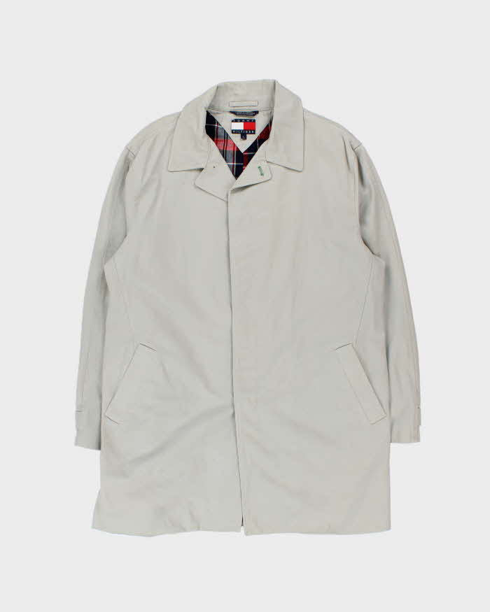 Vintage 1990s Tommy Hilfiger Beige Cotton Classic Mac - L
