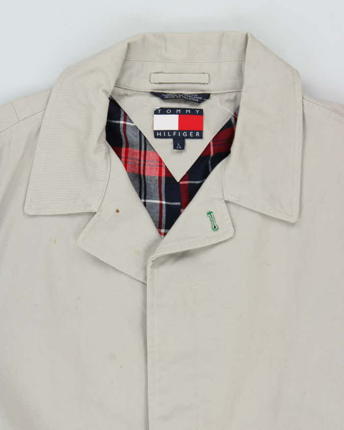 Vintage 1990s Tommy Hilfiger Beige Cotton Classic Mac - L