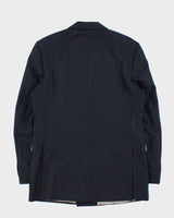 Vintage Aquascutum Navy Blue Pinstriped Double Breasted Pure Wool Blazer - L