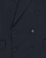 Vintage Aquascutum Navy Blue Pinstriped Double Breasted Pure Wool Blazer - L