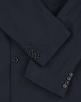 Vintage Aquascutum Navy Blue Pinstriped Double Breasted Pure Wool Blazer - L