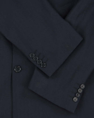 Vintage Aquascutum Navy Blue Pinstriped Double Breasted Pure Wool Blazer - L