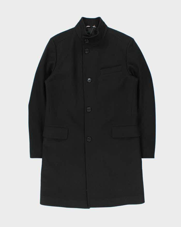 Hugo Boss The Sintrax Black Wool Long Overcoat - L