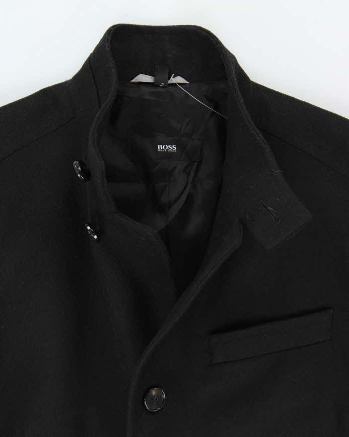Hugo Boss The Sintrax Black Wool Long Overcoat - L
