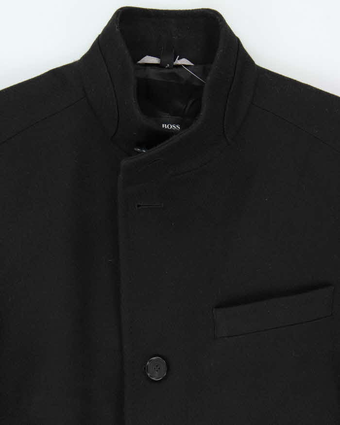 Hugo Boss The Sintrax Black Wool Long Overcoat - L