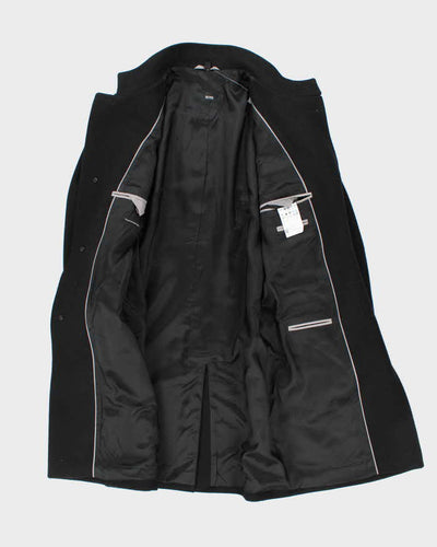 Hugo Boss The Sintrax Black Wool Long Overcoat - L