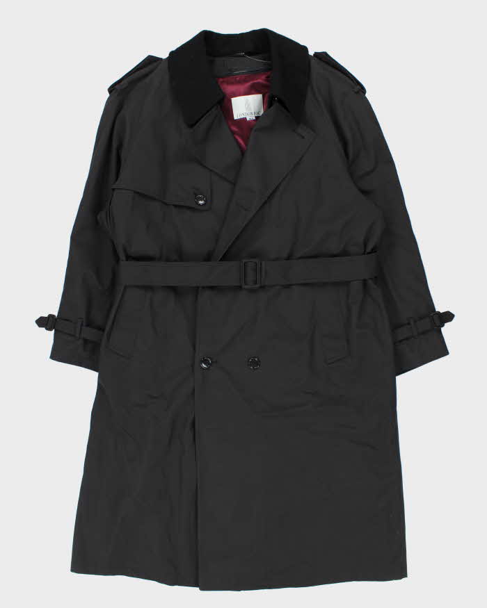 Vintage 1990s Black London Fog Insulated Weatherproof Trench Coat - M
