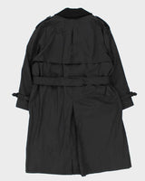 Vintage 1990s Black London Fog Insulated Weatherproof Trench Coat - M