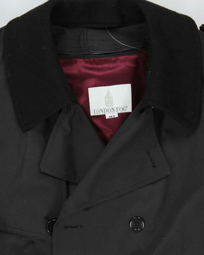 Vintage 1990s Black London Fog Insulated Weatherproof Trench Coat - M