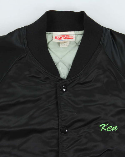 Vintage 80s Hartwell Satin Embroidered Oasis Bomber Jacket - L