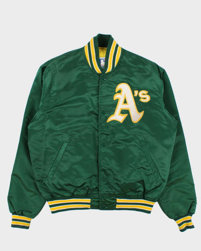 Vintage 90s Oakland A's Athletics Starter Satin Bomber Jacket - L