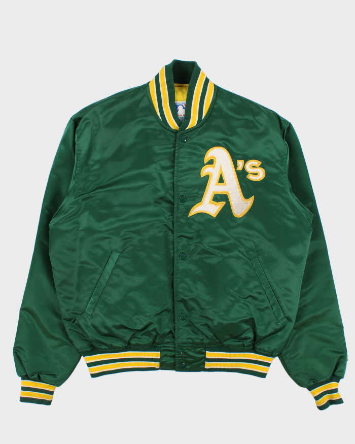 Vintage 90s Oakland A's Athletics Starter Satin Bomber Jacket - L