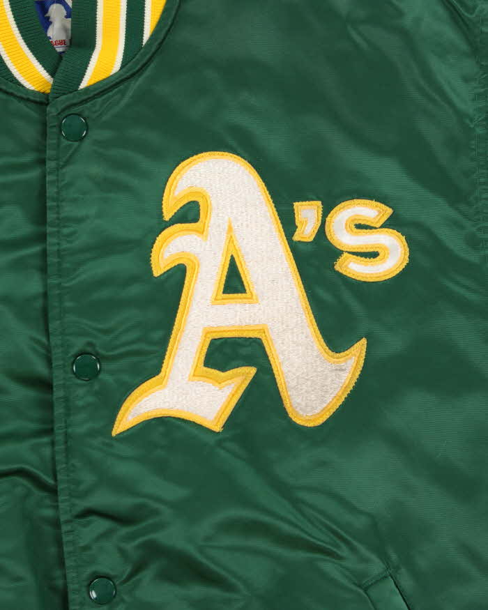 Vintage 90s Oakland A's Athletics Starter Satin Bomber Jacket - L