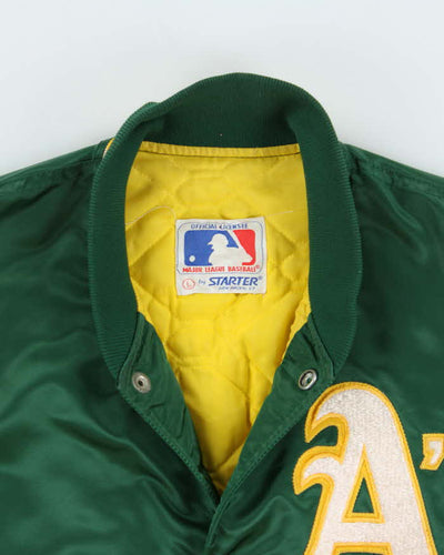 Vintage 90s Oakland A's Athletics Starter Satin Bomber Jacket - L