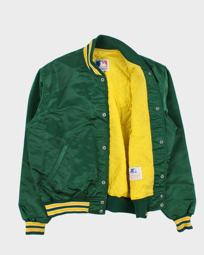 Vintage 90s Oakland A's Athletics Starter Satin Bomber Jacket - L