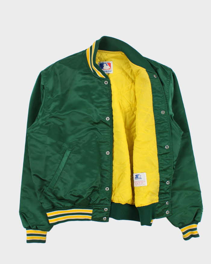 Vintage 90s Oakland A's Athletics Starter Satin Bomber Jacket - L