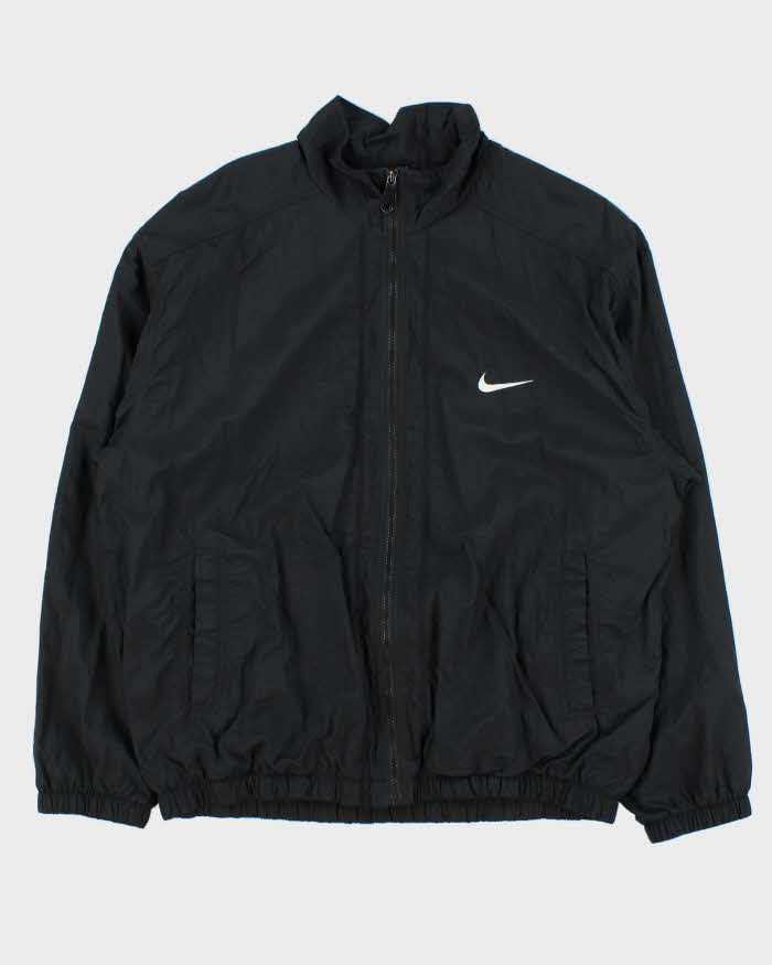 Vintage 1990s Black Nike Shell Full-Zip Windbreaker Jacket - L