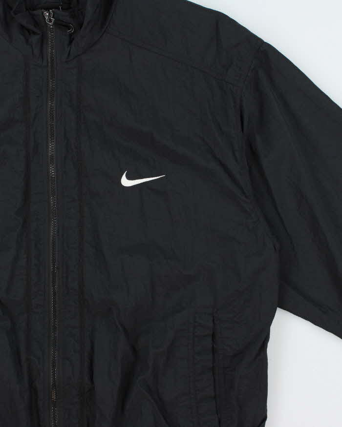 Vintage 1990s Black Nike Shell Full-Zip Windbreaker Jacket - L