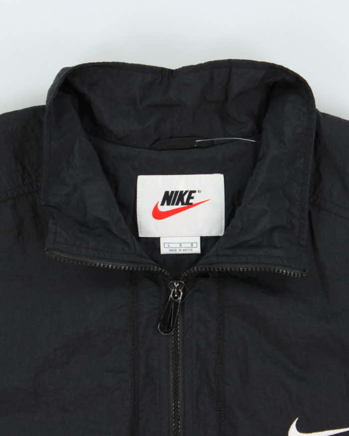 Vintage 1990s Black Nike Shell Full-Zip Windbreaker Jacket - L