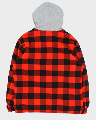Sandro Buffalo Plaid Quilt Lined Hooded Zip-Up Shacket - XL