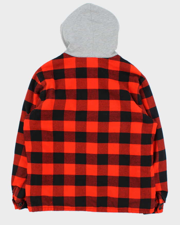 Sandro Buffalo Plaid Quilt Lined Hooded Zip-Up Shacket - XL